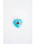 Turquoise heart-shaped pendant with a red crystal heart inset on a light background
