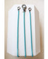 set of 3 light blue box chain bracelets with a gunmetal pave lever clasp on a white background