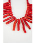 red coral collared necklace with gold round spacer beads