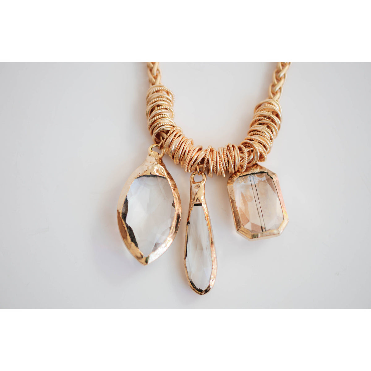 Triple Crown Crystal Chain Necklace