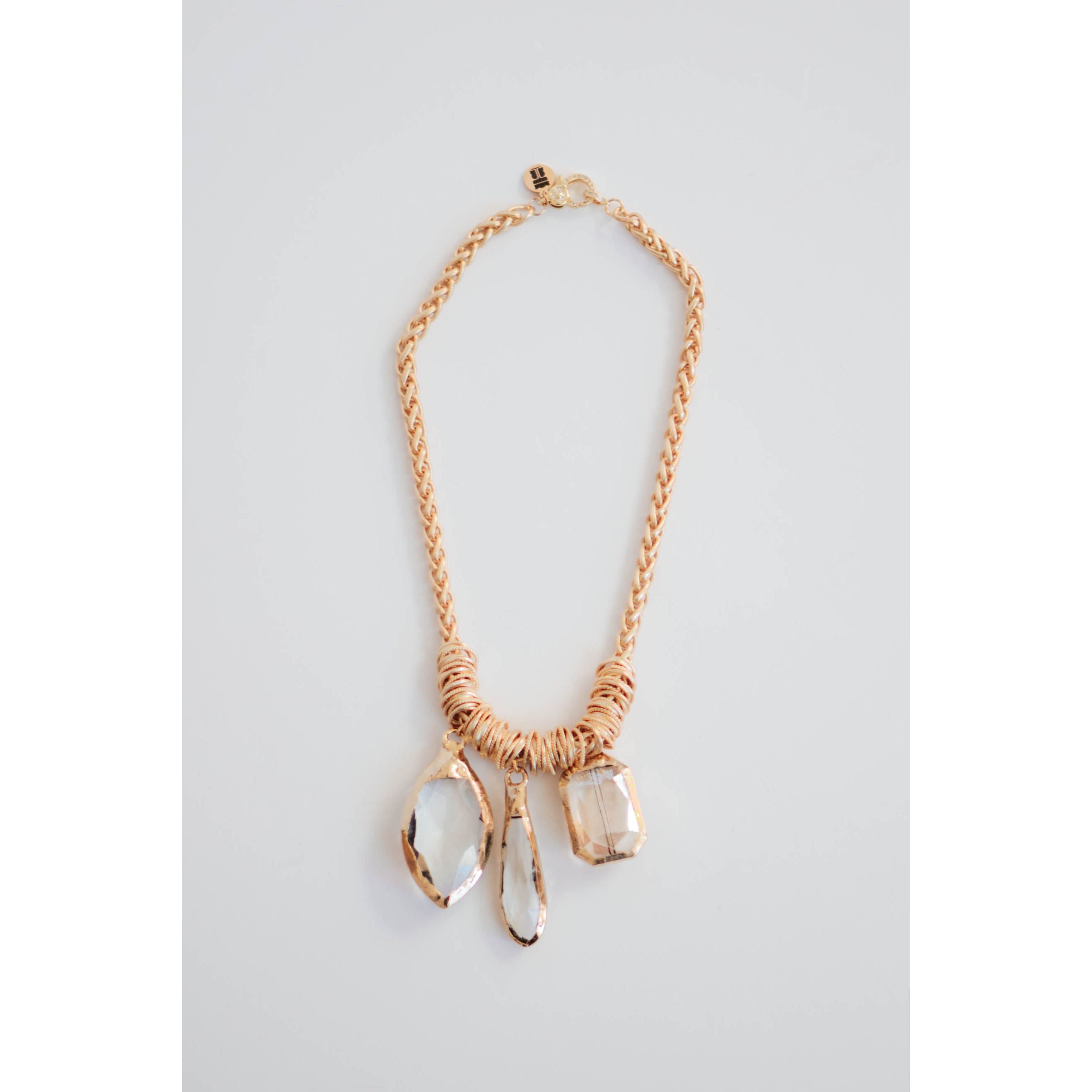 Triple Crown Crystal Chain Necklace