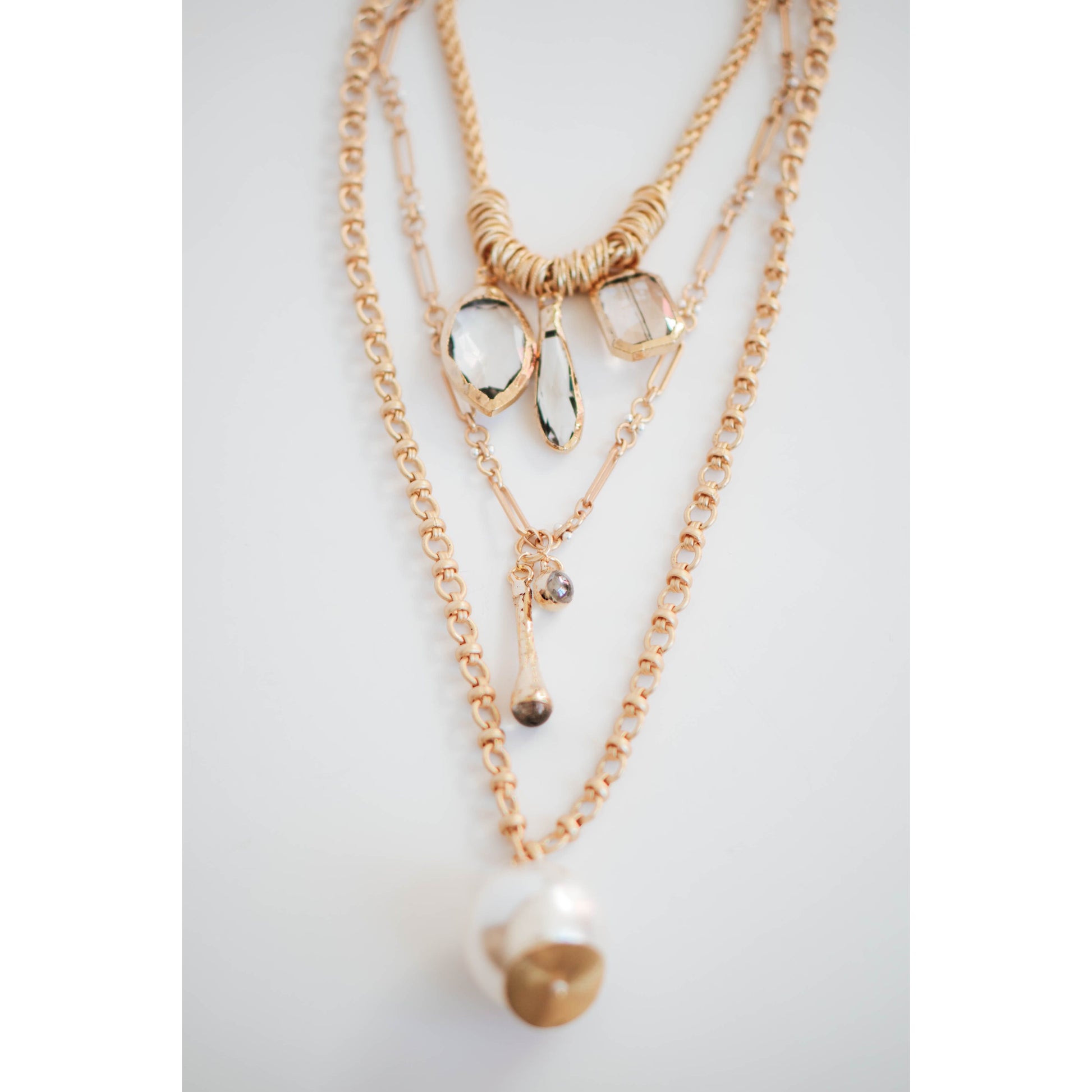Triple Crown Crystal Chain Necklace