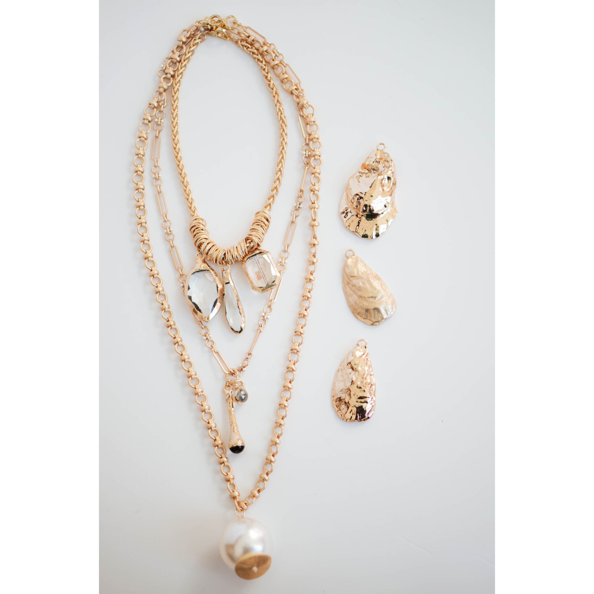 Triple Crown Crystal Chain Necklace
