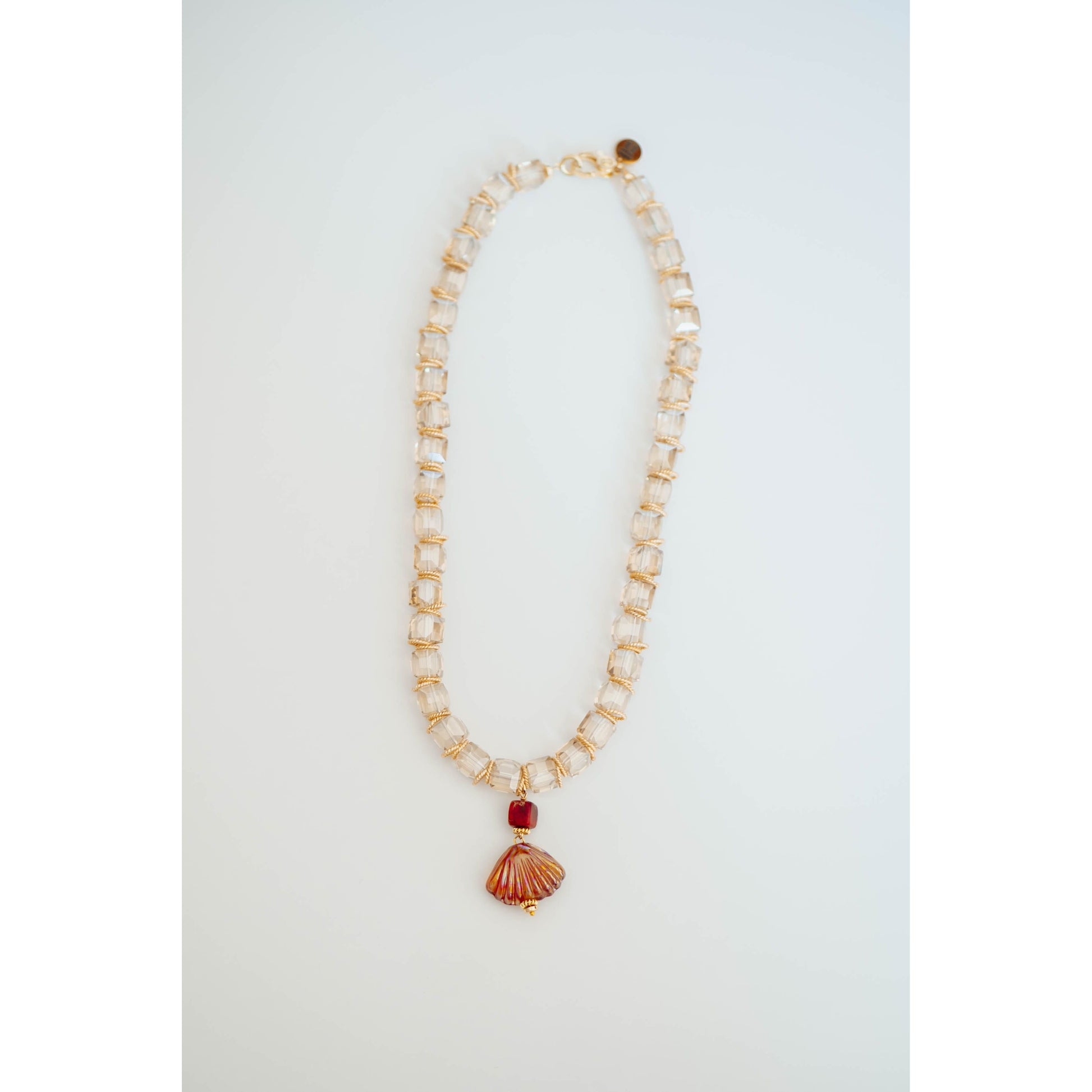 Polish Crystal Shell Pendant Necklace