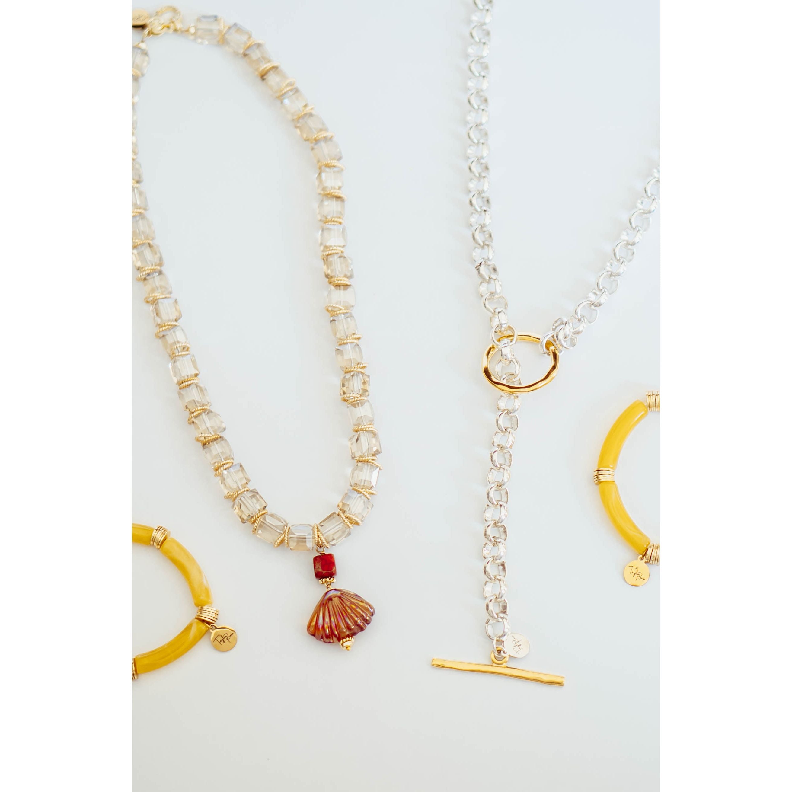 Polish Crystal Shell Pendant Necklace