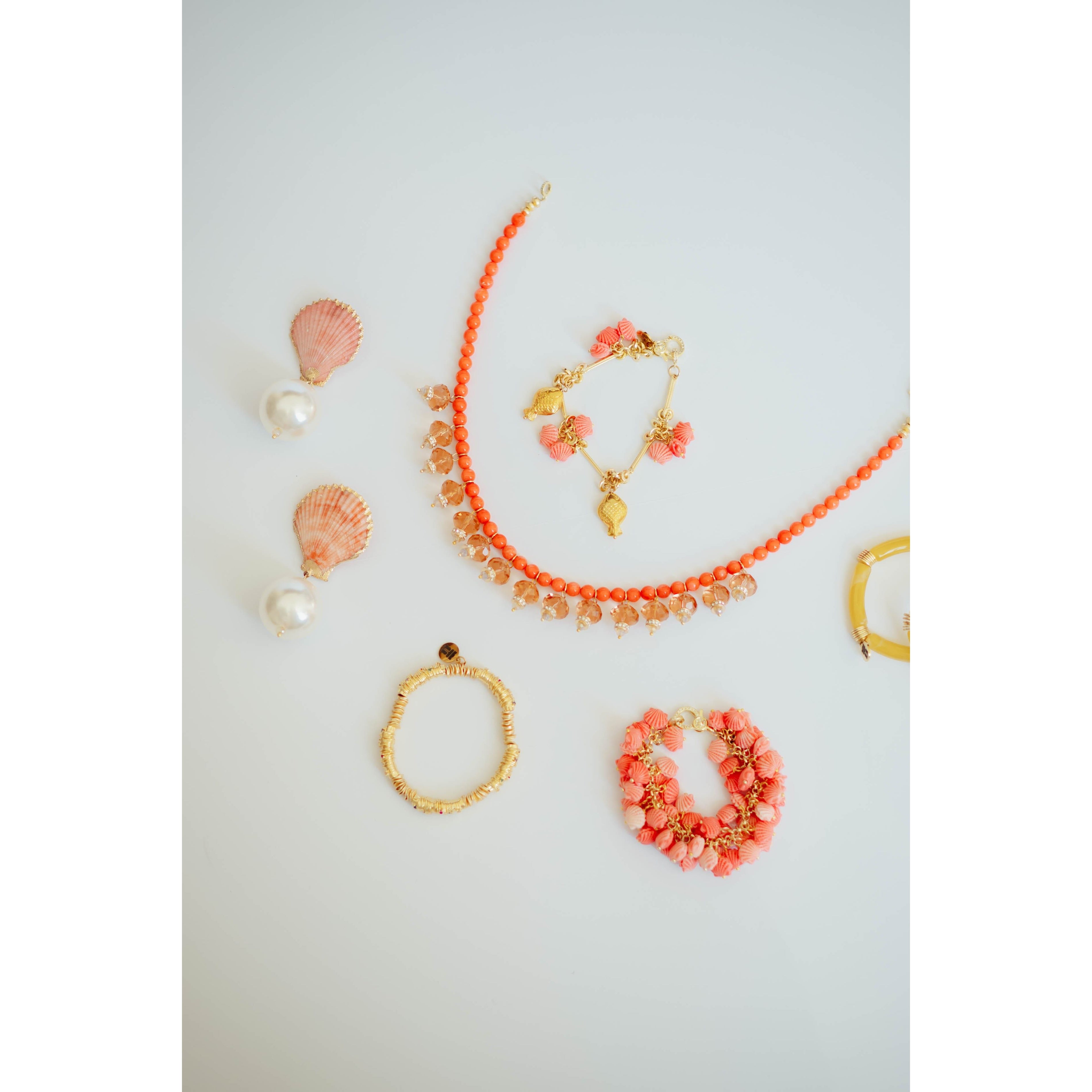 Coral Agate + Crystal Necklace