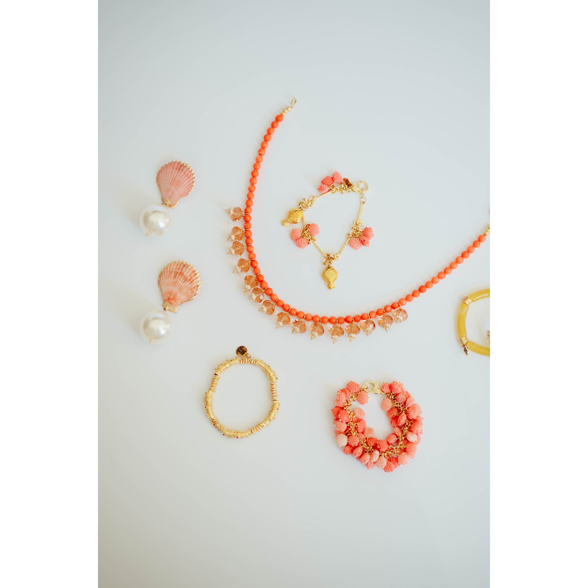 Coral Agate + Crystal Necklace