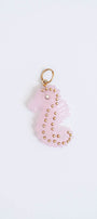 Pink Quartz + 14K Gold Carved Seahorse Pendant