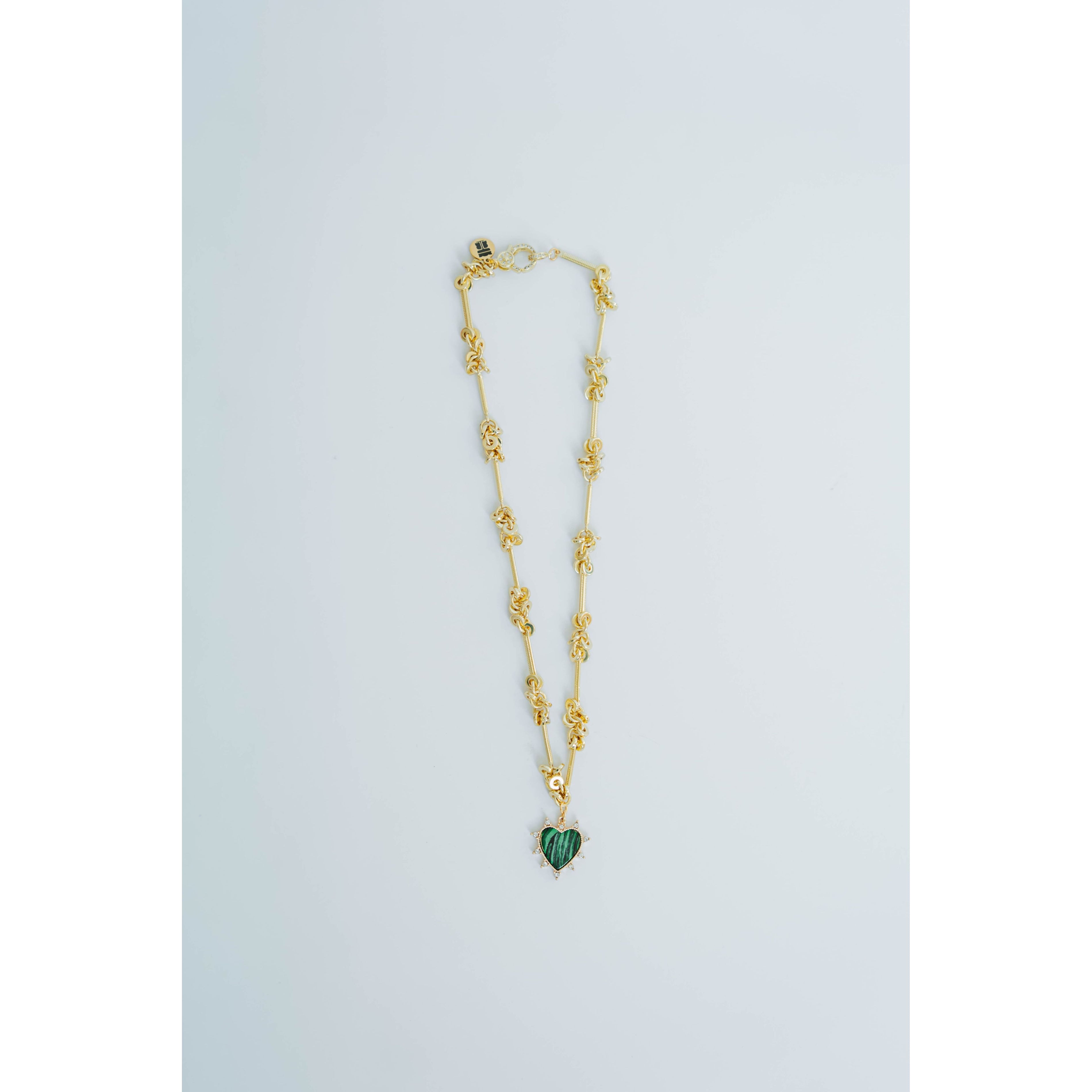 Taylor Reese x The Heartest Yard Gold Malachite Heart Pendant Necklace