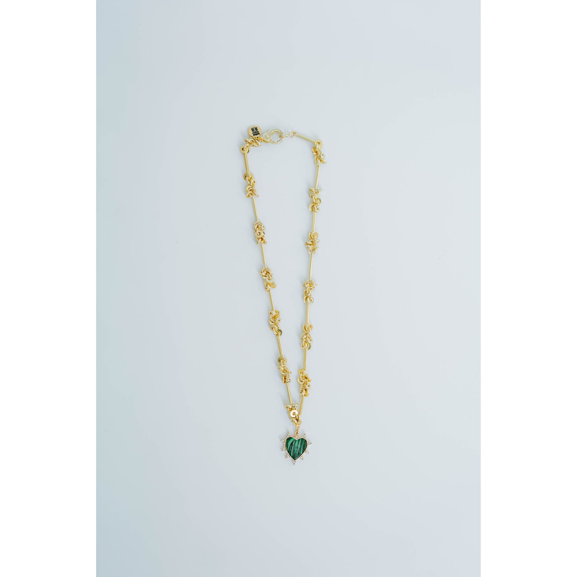 Taylor Reese x The Heartest Yard Gold Malachite Heart Pendant Necklace