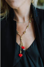 Taylor Reese x The Heartest Yard Double Down Puffy Hearts Lariat Necklace