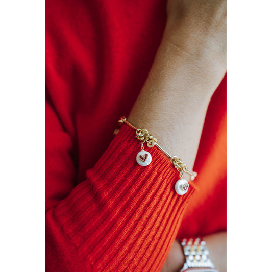 Taylor Reese x The Heartest Yard Freshwater Pearl Heart Charm Bracelet