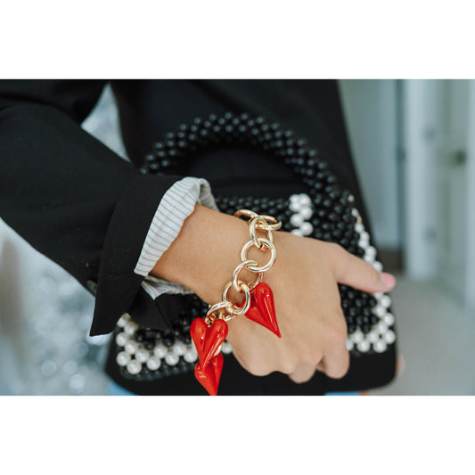 Taylor Reese x The Heartest Yard Puffy Heart Two-Way Link Bracelet + Bag Charm