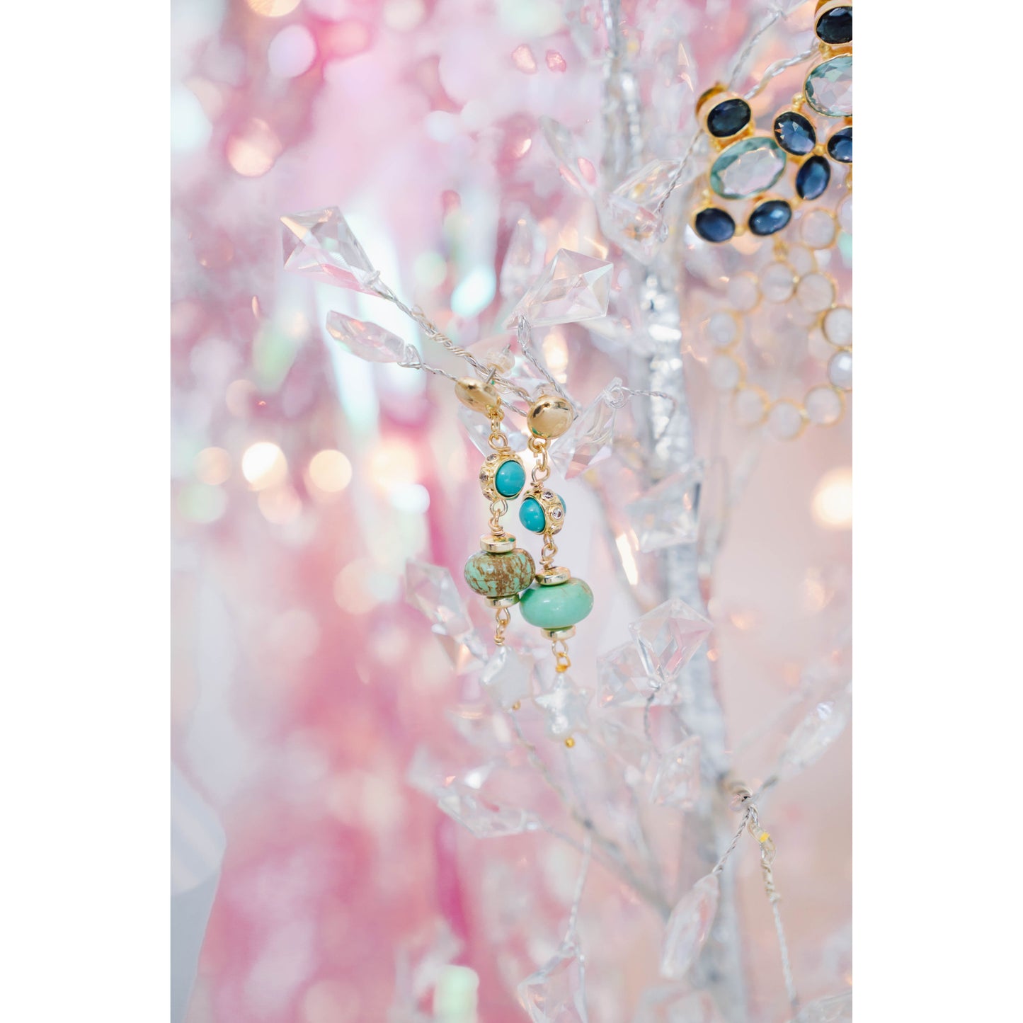 Turquoise + Chalcedony Stargazer Drop Earrings