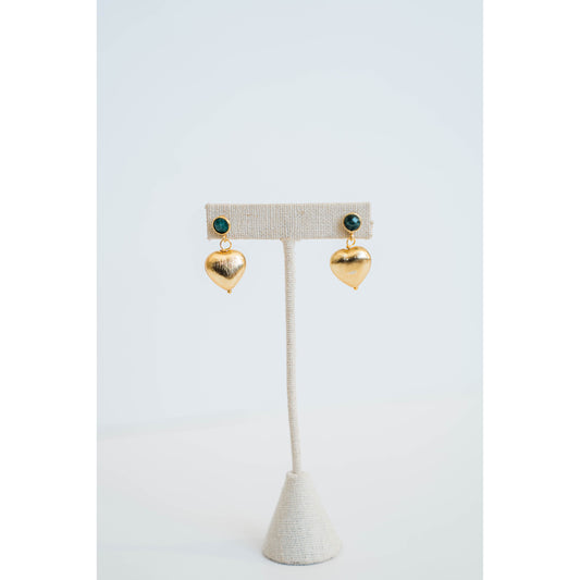 Taylor Reese x The Heartest Yard Emerald Gold Heart Earrings