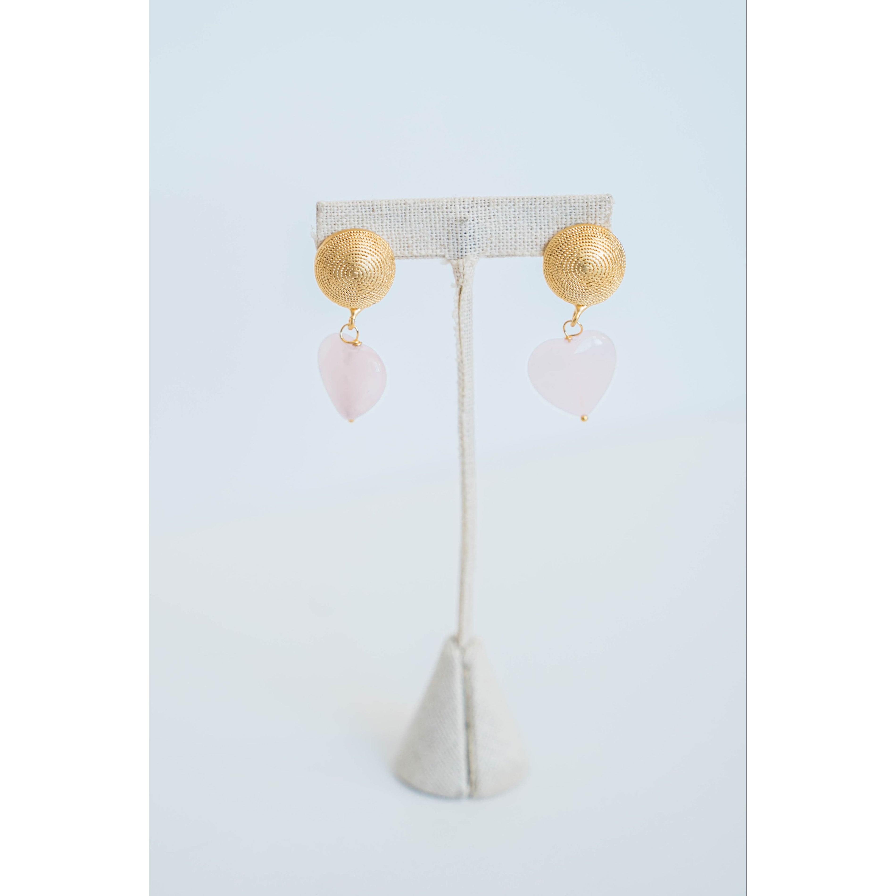 Taylor Reese x The Heartest Yard Rose Quartz Heart Earring