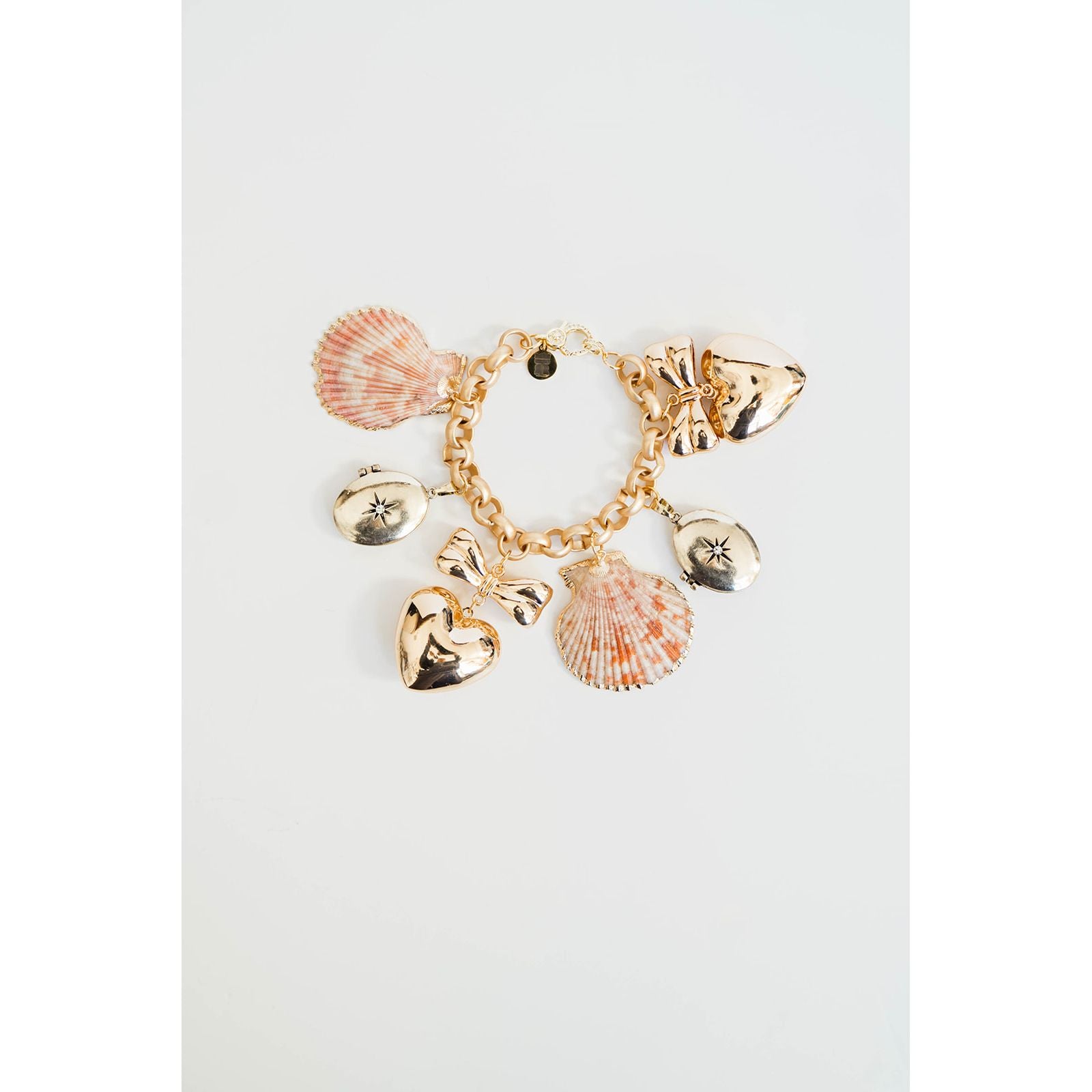 Shell + Locket Oversized Charm Bracelet