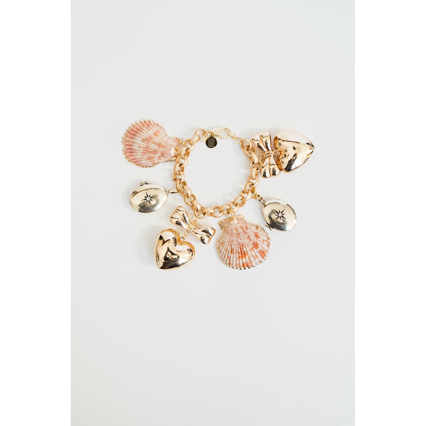 Shell + Locket Oversized Charm Bracelet
