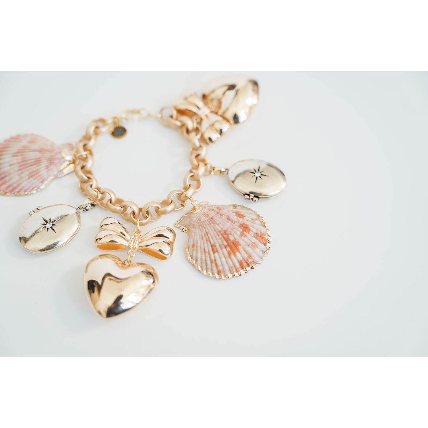 Shell + Locket Oversized Charm Bracelet