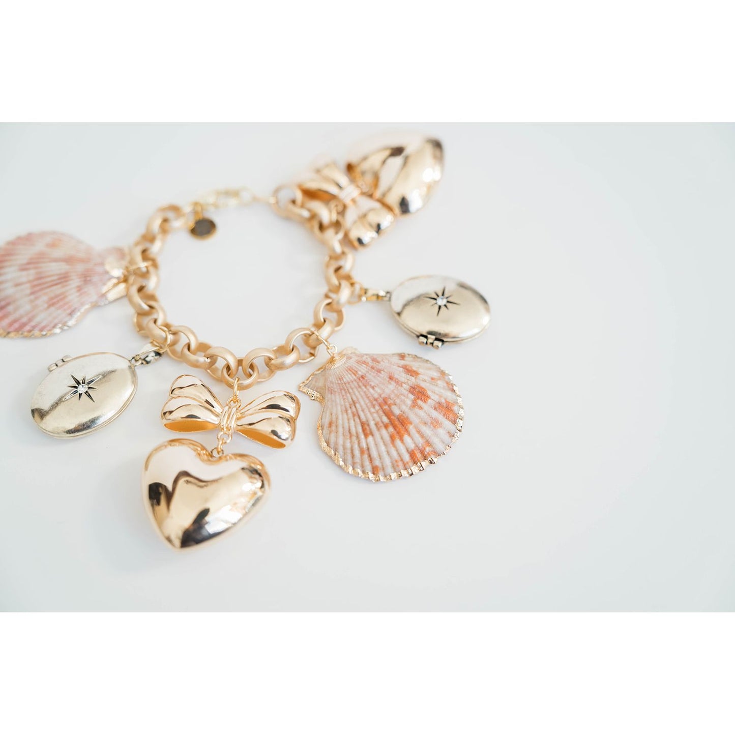 Shell + Locket Oversized Charm Bracelet