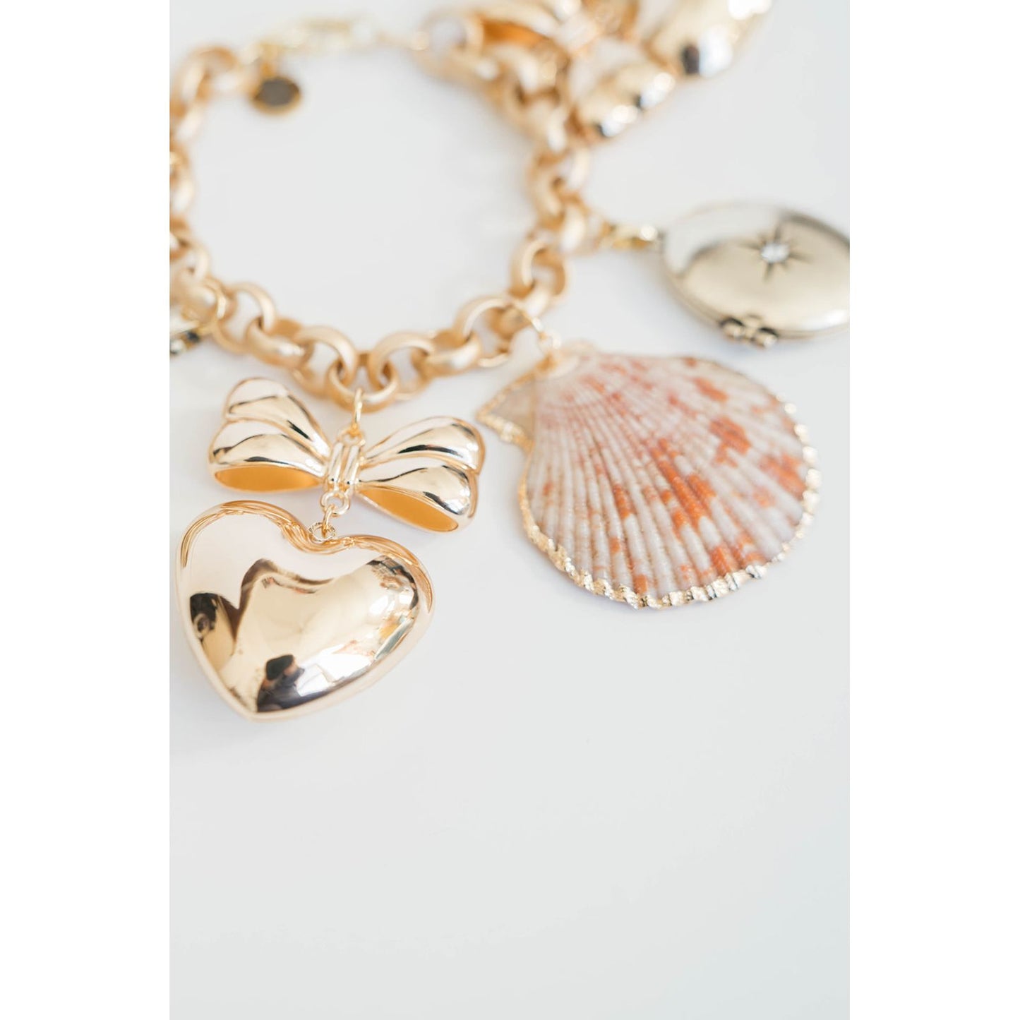 Shell + Locket Oversized Charm Bracelet