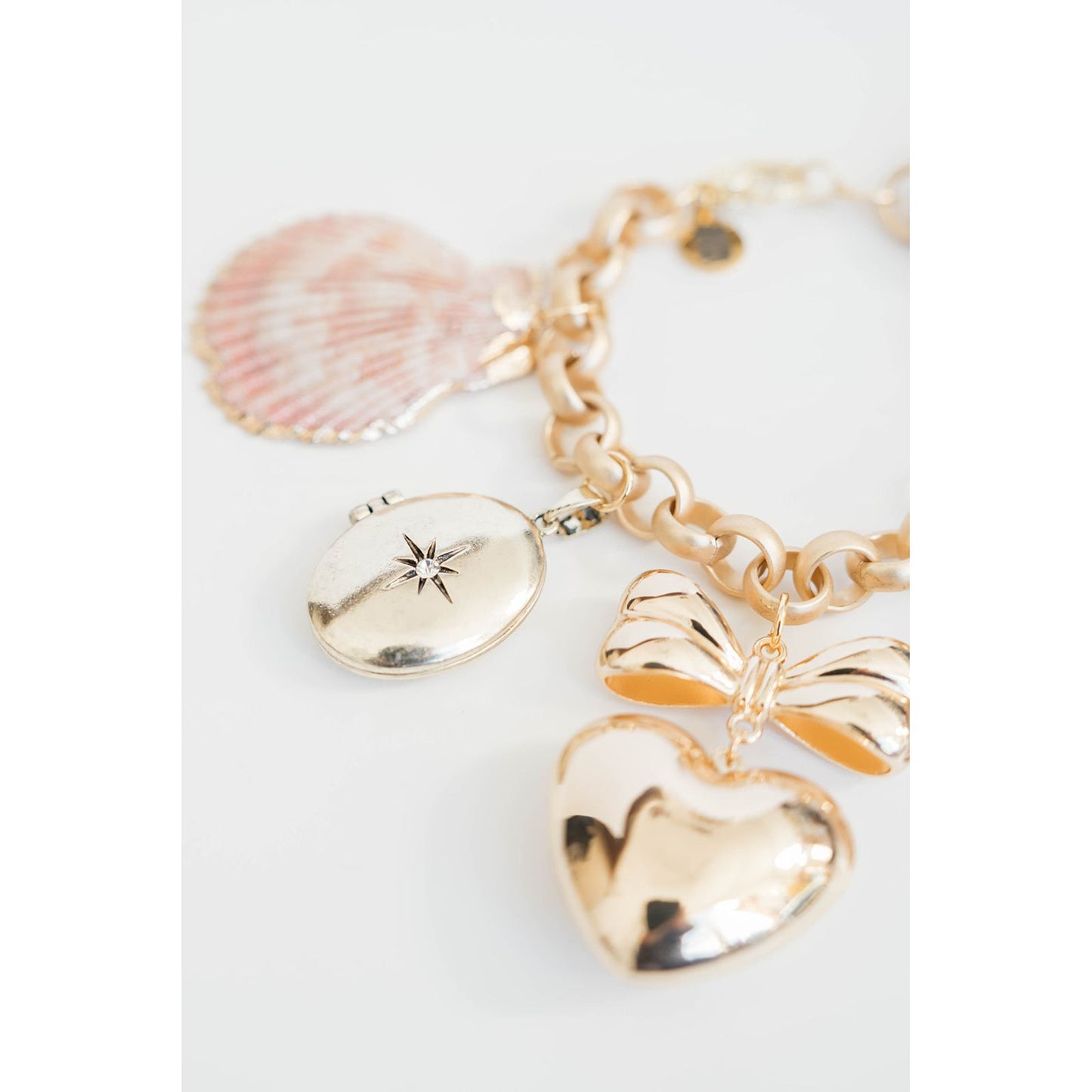 Shell + Locket Oversized Charm Bracelet