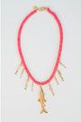 Hot Pink Jasper Fish Charm Necklace