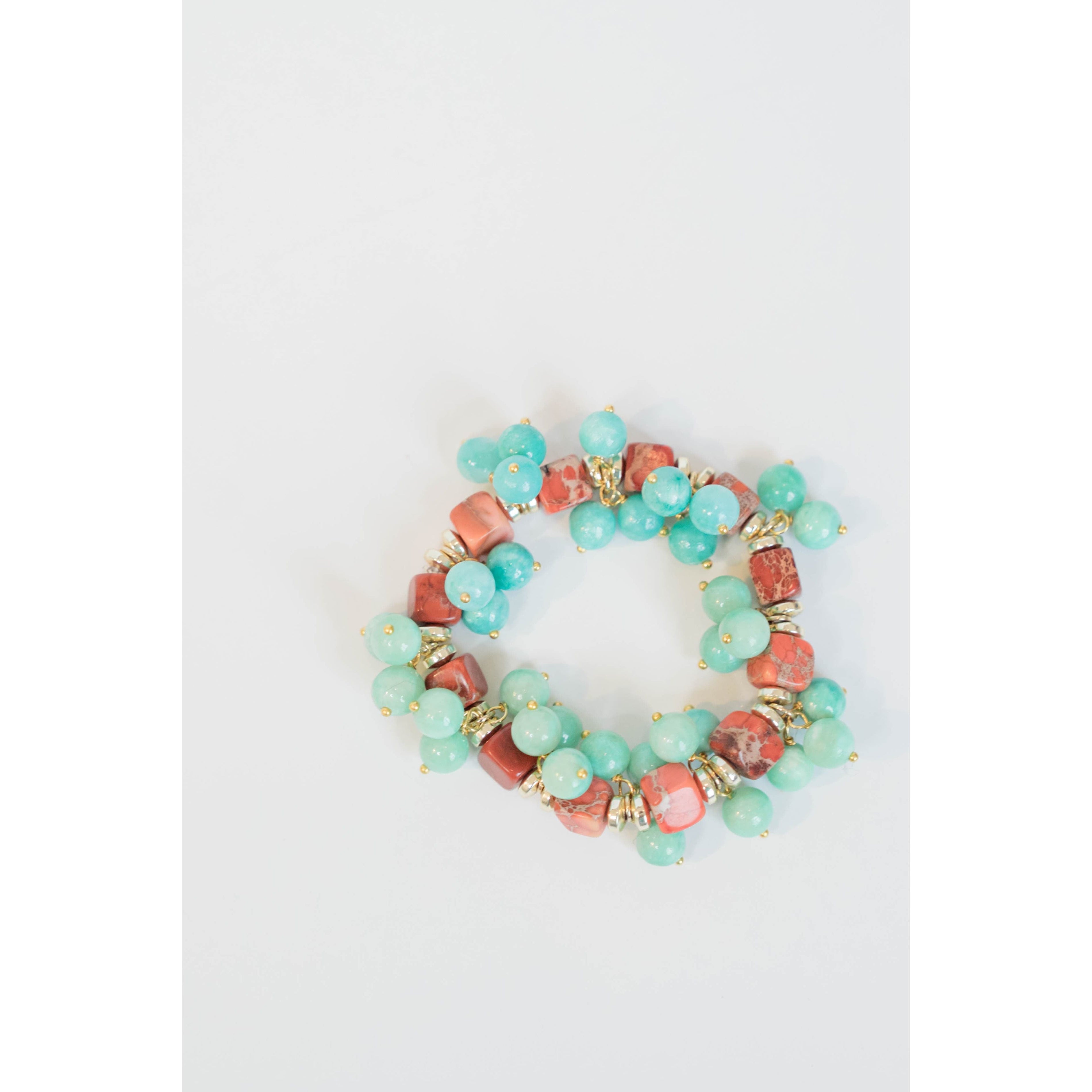 Jasper + Quartz Beaded Bracelet
