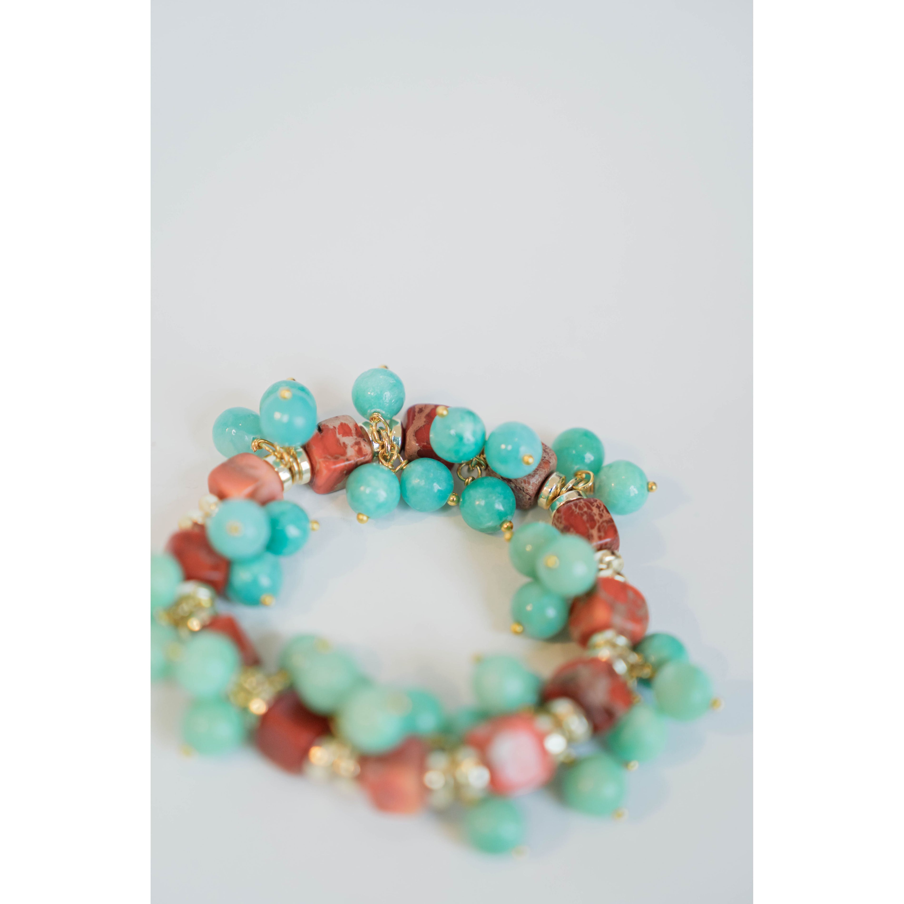 Jasper + Quartz Beaded Bracelet