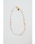 Colorful beaded necklace on a white background
