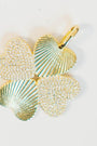 Four-Leaf Clover shaped 18k Gold Plated pendant with White cubic zirconia stone detailing
