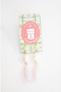 pink and green and pearl three tiered dangle earrings with gold spacers