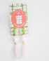 pink green and pearl dangle earrings with gold spacers in between