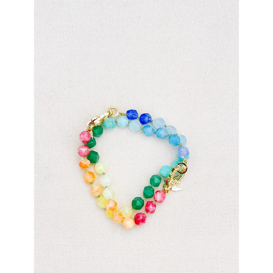 Rainbow dyed Quartz Hand Knotted Candy Bracelet