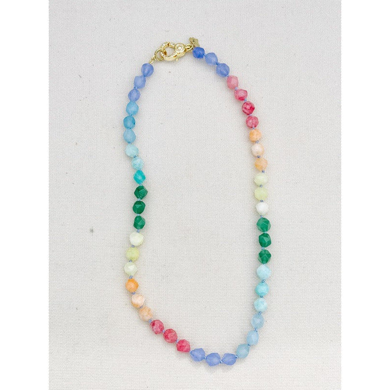 Rainbow Dyed Quartz Hand Knotted Candy Crush Necklace