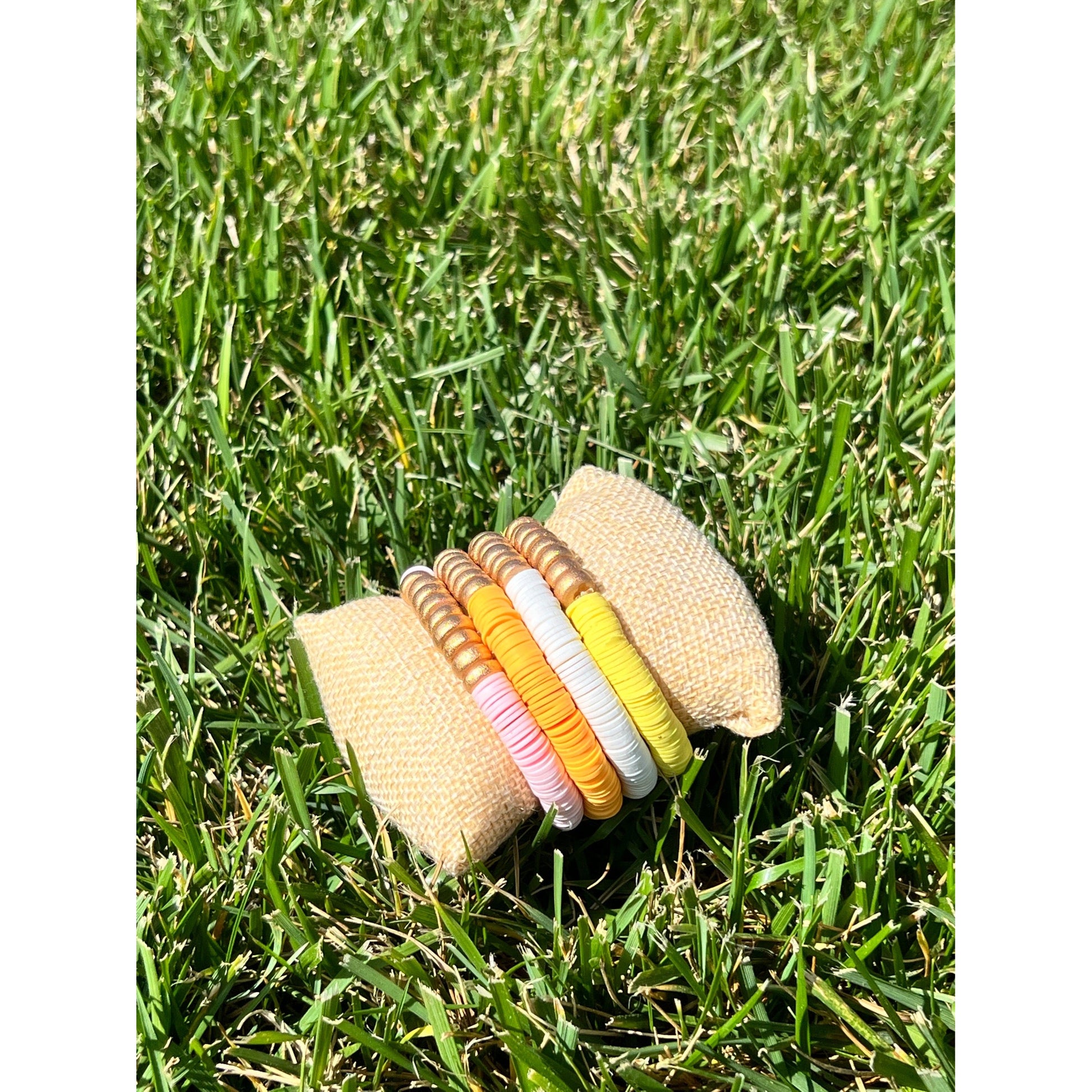 Spring Gold Wood Bracelet Stack - Set of 4