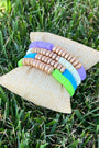 Spring Gold Wood Bracelet Stack - Set of 4