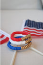 Red, White, Blue Gold Wood Polymer Stack - Set of 3