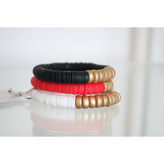 Red, Black, White Gold Wood Polymer Stack - Set of 3