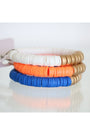 Blue, Orange & White Bracelet Stack - Set of 3