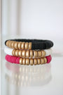 Maroon, Black, White Gold Wood Polymer Stack - Set of 3