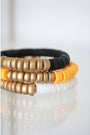 Black, Golden Yellow, White Gold Wood Polymer Stack - Set of 3