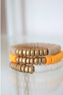 Orange Tan White Gold Wood Polymer Stack - Set of 3