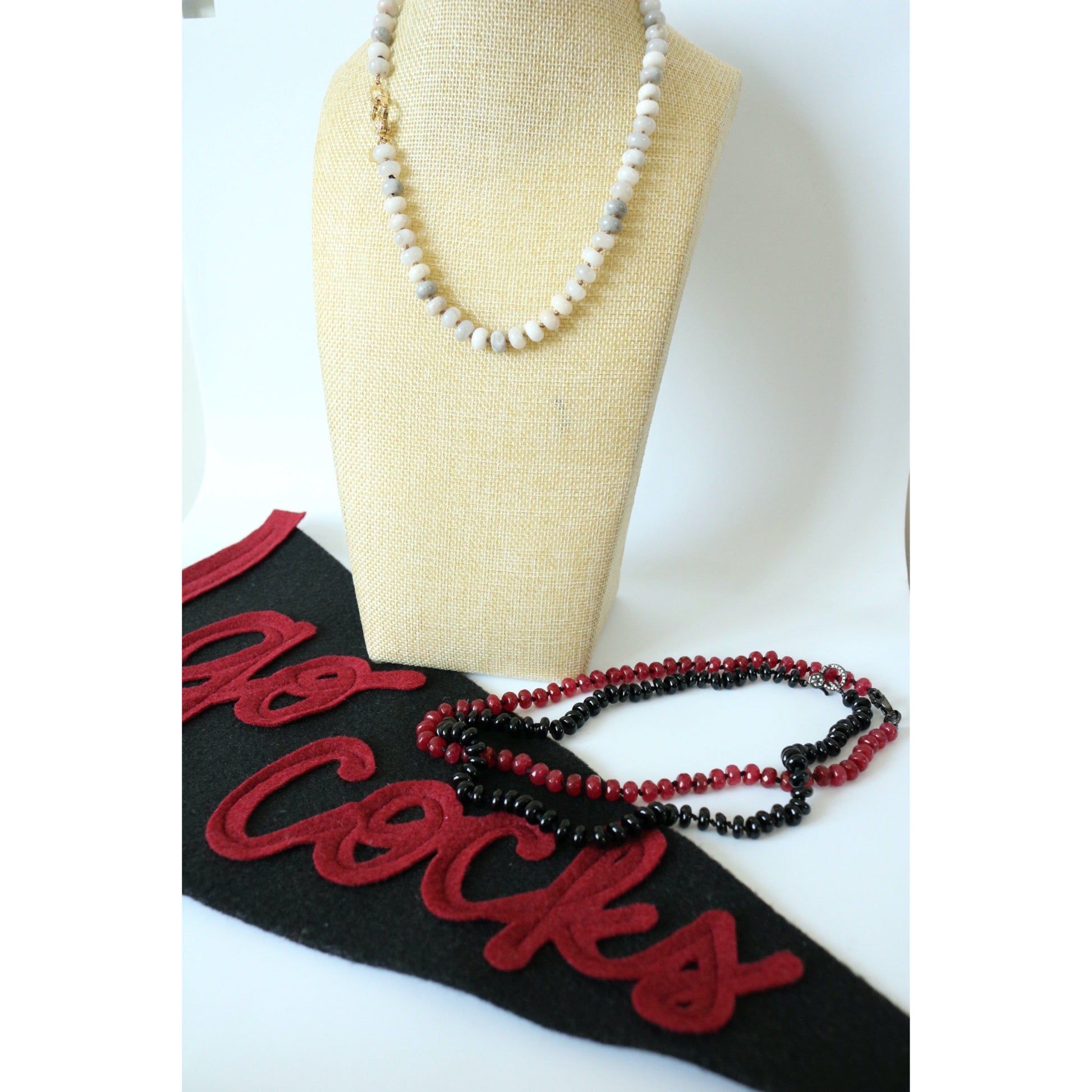 White Lace Agate Hand Knotted Candy Crush Necklace