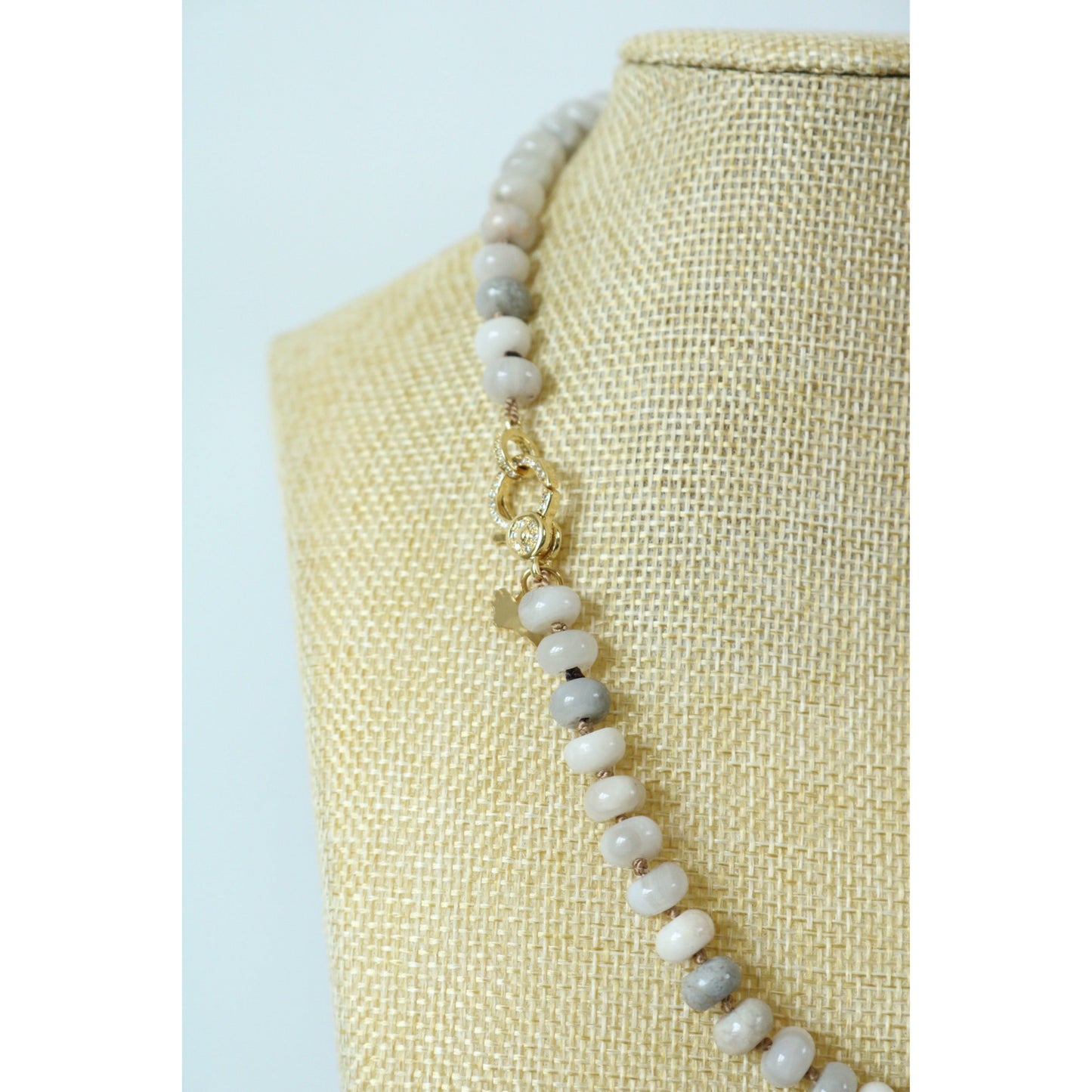 White Lace Agate Hand Knotted Candy Crush Necklace