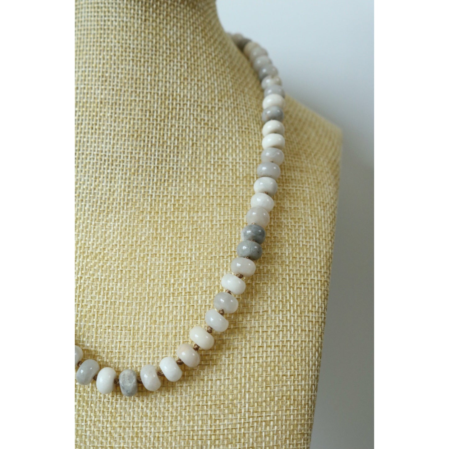 White Lace Agate Hand Knotted Candy Crush Necklace