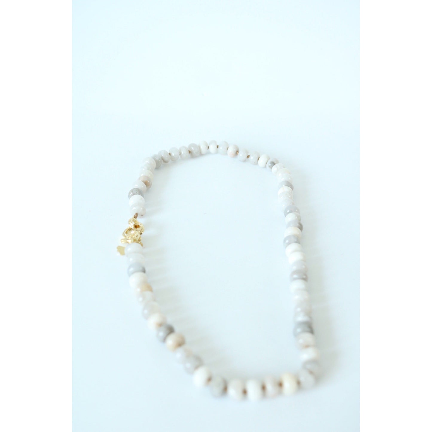 White Lace Agate Hand Knotted Candy Crush Necklace