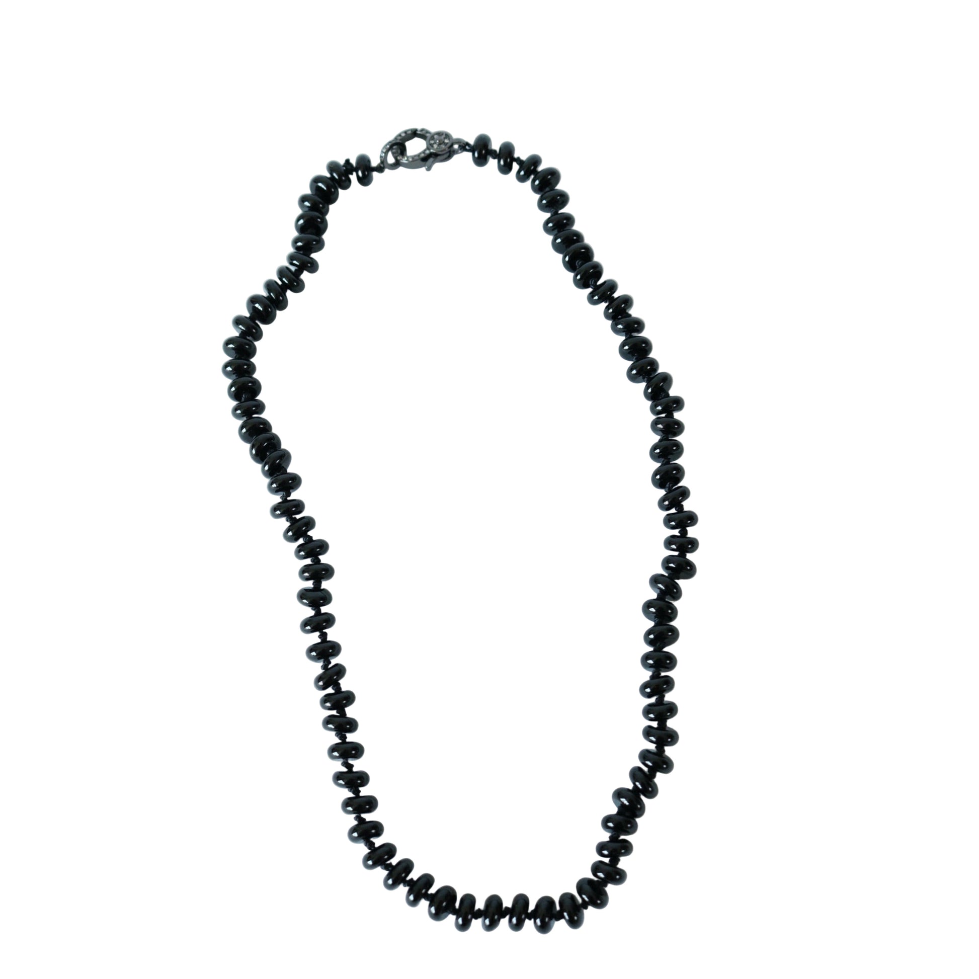 Black Onyx Hand Knotted Candy Crush Necklace