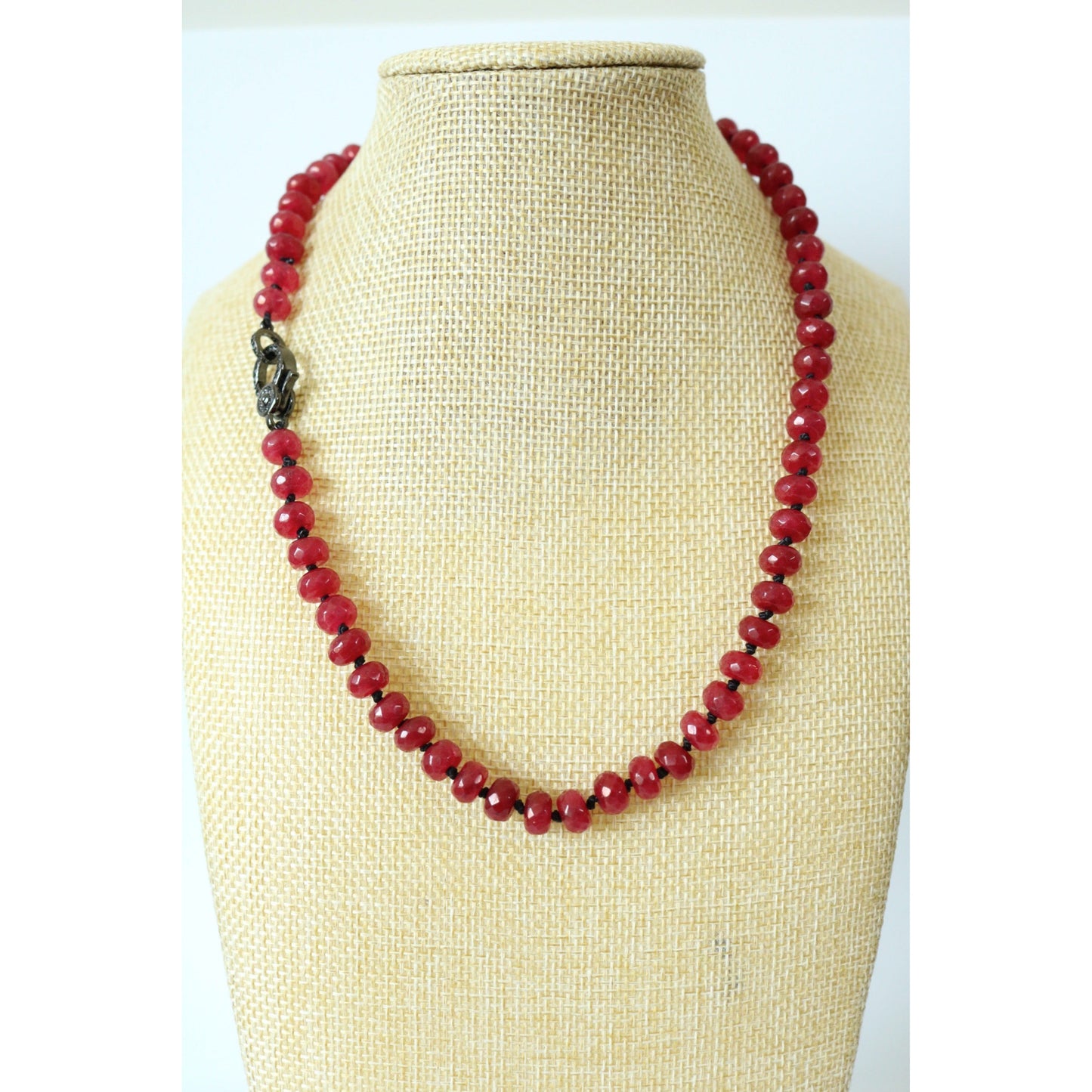 Garnet Dyed Jade Hand Knotted Candy Crush Necklace