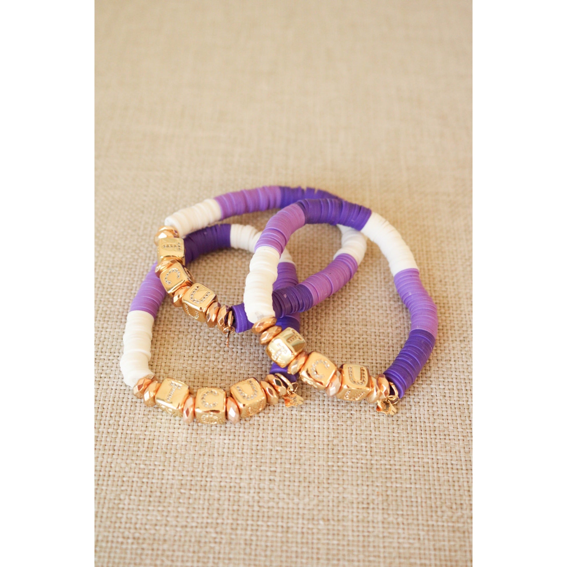 Texas Christian (TCU) Pave Polymer Clay Bracelet